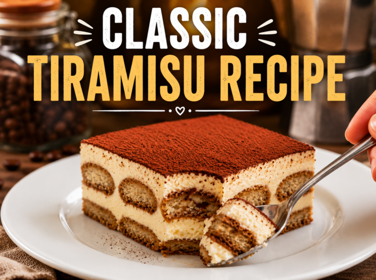 Classic tiramisu recipe with creamy mascarpone layers and coffee-soaked ladyfingers
