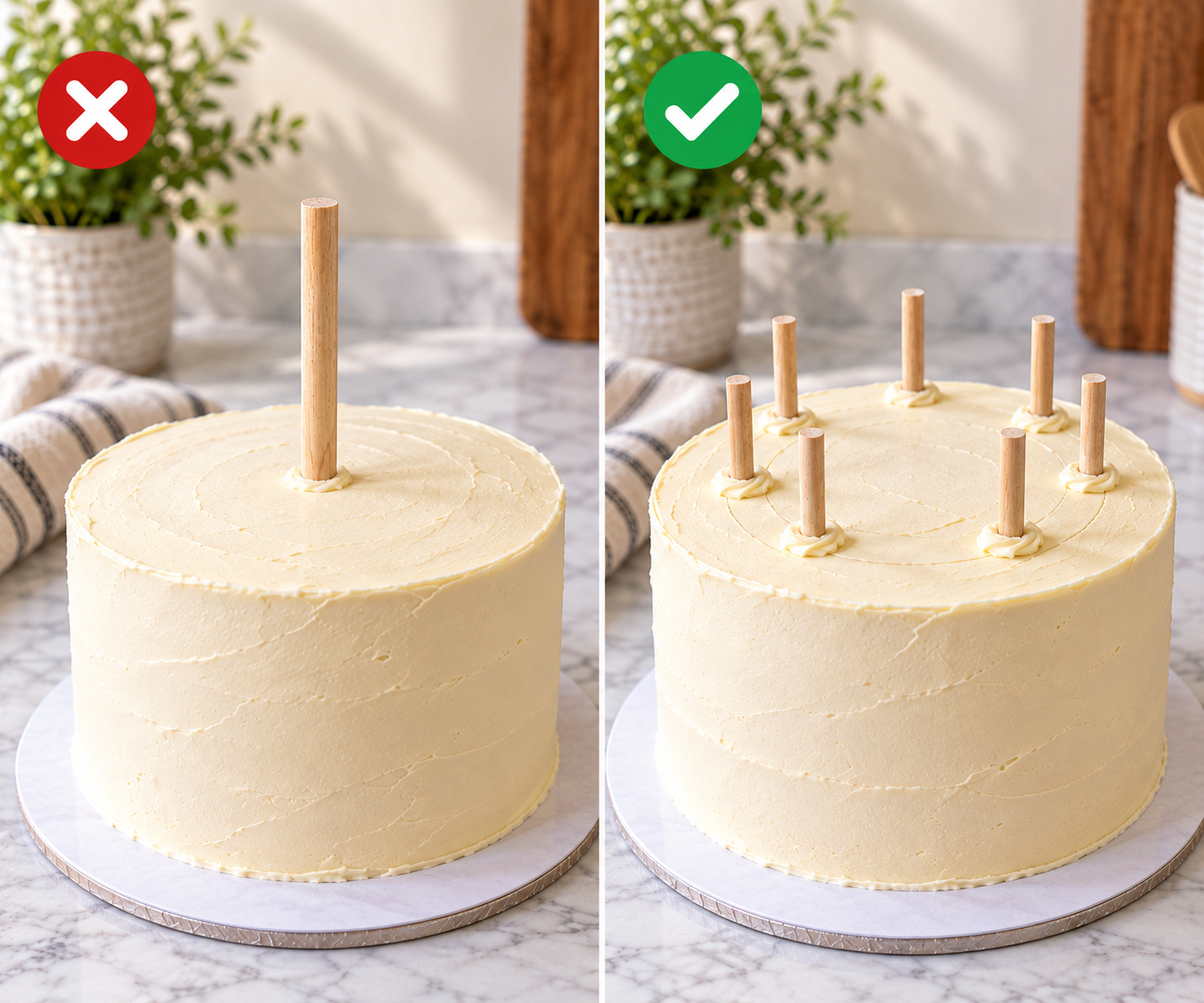 comparison of a single center skewer versus a ring of several skewers