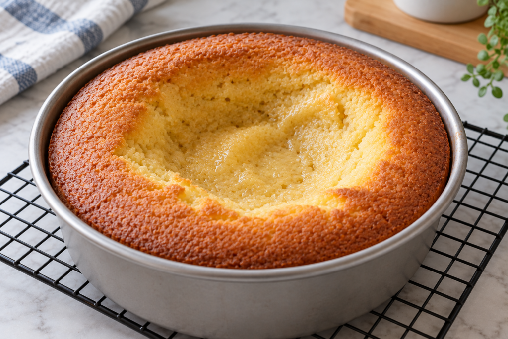 Toothpick test in the center of an underbaked cake